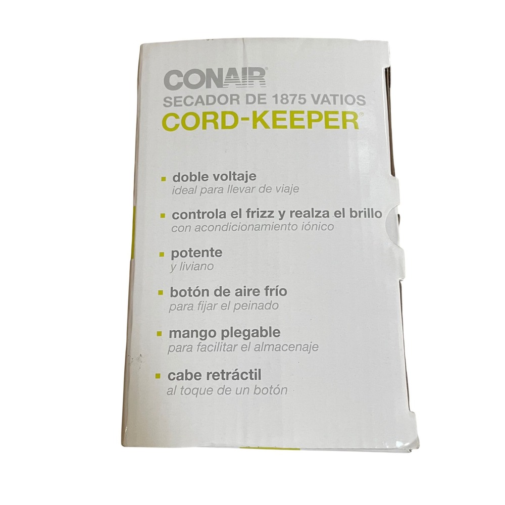 Conair Cord-Keeper 1875 Watt Styler Hair Dryer Folding Handle Dual Voltage 289NX - Picture 6 of 6